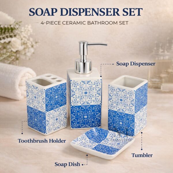 1774549044_NFI-essentials-Ceramic-4-Piece-Bathroom-Accessories-Set-Soap-Dispenser-Toothbrush-Holder-Tumbler-Soap-Dish-for-Washroom-Decor-and-House-Warming-Gift.jpg NFI essentials Ceramic 4 Piece Bathroom Accessories Set, Soap Dispenser, Toothbrush Holder, Tumbler & Soap Dish for Washroom Decor and House Warming Gift