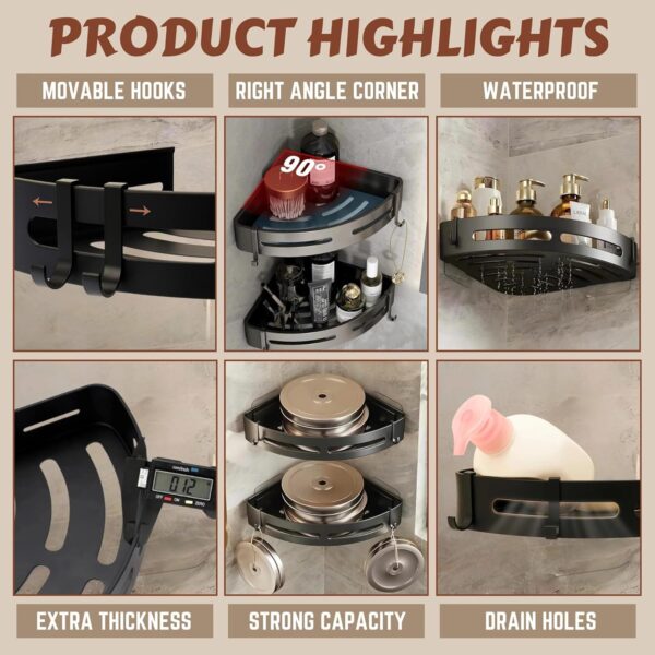 1774553045_Self-Adhesive-Bathroom-Corner-Shelf-Pack-of-2-No-Drill-Wall-Mounted-Bathroom-Organizer-Rack-for-Shampoo-Soap-Toiletries-Space-Saving-Bathroom-Accessories-Shelf.jpg Self Adhesive Bathroom Corner Shelf (Pack of 2) | No Drill Wall Mounted Bathroom Organizer Rack for Shampoo, Soap & Toiletries | Space Saving Bathroom Accessories Shelf