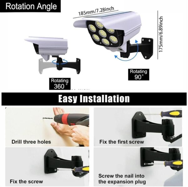 Best Solar Outdoor Motion Sensor Solar Lights 77 LEDs Spotlight with Remote Controller Floodlights Waterproof, Wireless Dummy Decoy Fake Security Camera