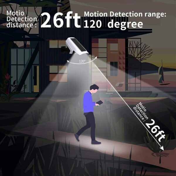 Best Solar Outdoor Motion Sensor Solar Lights 77 LEDs Spotlight with Remote Controller Floodlights Waterproof, Wireless Dummy Decoy Fake Security Camera