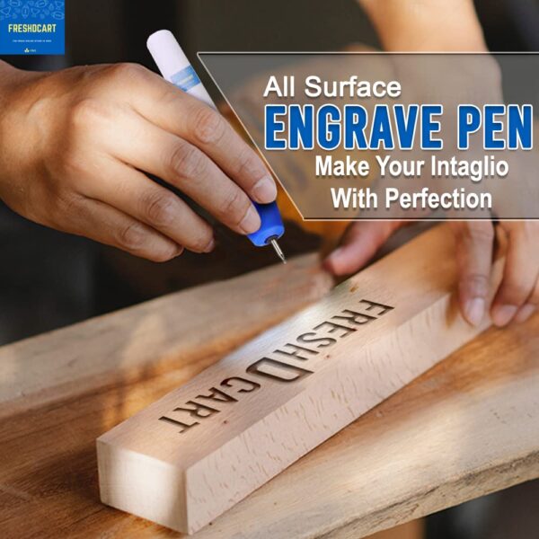 FreshDcart FDC-12A Electric Engraving Pen – Compact Engraving Machine for Metal, Glass, Jewellery, Wood &Plastic with Extra Nib – Ideal Tool for Crafting and Marking Tasks (White)