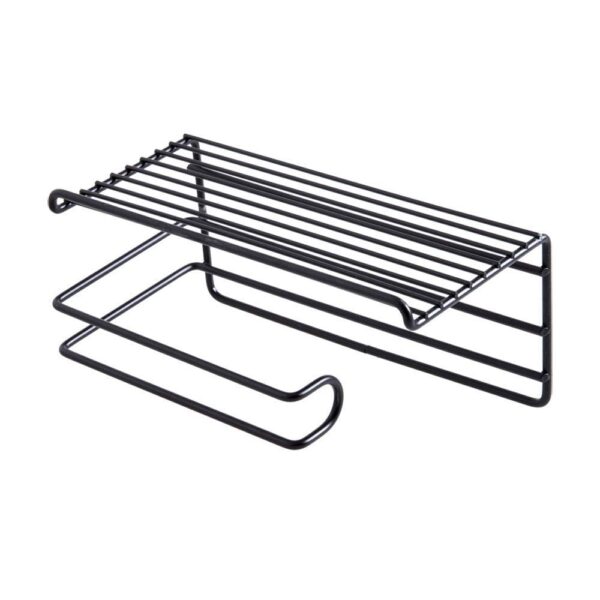 Zollyss 1 Pc Adhesive Toilet Paper Holder with Shelf Tissue Paper Roll Towel Holder Storage Rack - (Standard Size, Black)