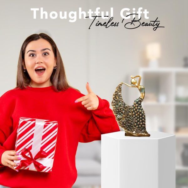 Ekhasa Nostrae Female Peacock Dancer Show Pieces for Home Decor Living Room Decorative Items | Aesthetic Dancing Lady Showpieces Gift Item | Center Table Tv Office Desk Interior Statue Figurines