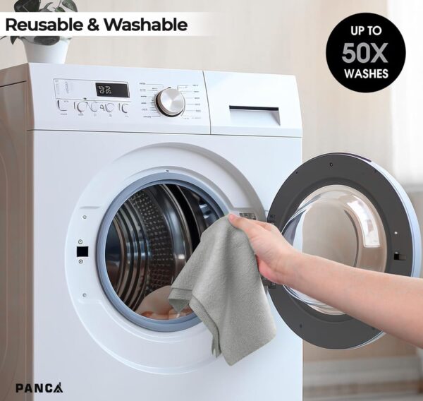 PANCA Microfiber Cleaning Cloth Roll Big Size, 50Pcs, 5000 Times Washable - 20X Cheaper Than Paper Towel Roll - Ultra AbsorbentMicrofiber Cleaning Cloth for Kitchen - Tearable, Reusable (Grey)