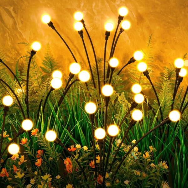 Best Diwali decoration Solar 8 LED Firefly garden light waterproof Auto on night day off best garden decoration light for your balconey,plant,garden decoration best item (warm yellow) (1)