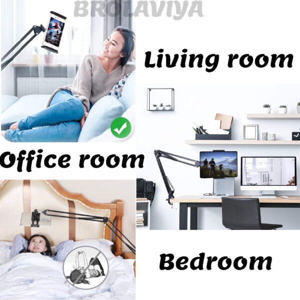 BROLAVIYA Overhead Long Articulating Arm Mobile/Tablet Stand Mount, for 4 to 11 Diagonal inch Display, Black