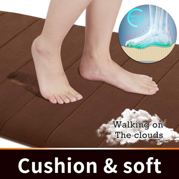 Yimobra Brown Bath Mat, Super Soft Absorbent Memory Foam Bathroom Rug Non Slip, Quick Dry, Machine Washable Floor Carpet for Tub Shower, Home Decor Accessories, 24x17