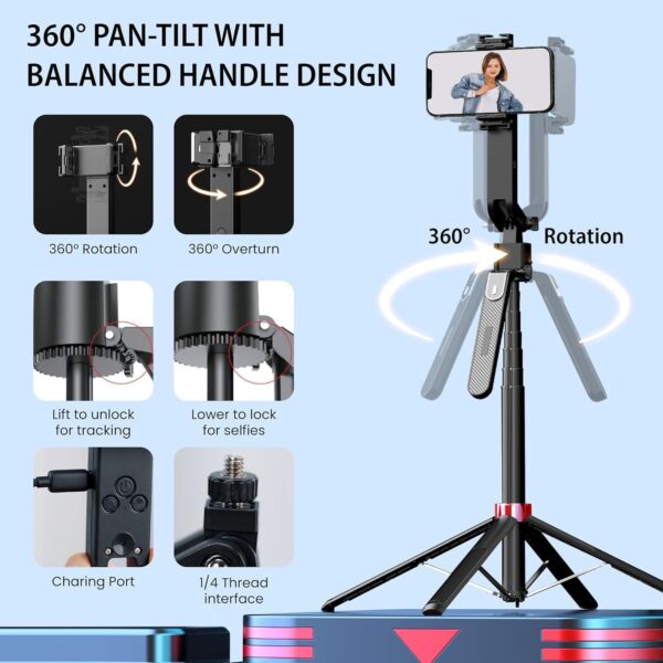 1774618686_Q185-Auto-Face-Tracking-AI-Gimbal-Selfie-Stick-Tripod-StandDetachable-Bluetooth-Remote-Compatible-for-iPhoneAndroid-Best-for-VloggingPhoto-Shoot-Q185-AUTO-FACE-Tracking-Selfie-Stick.jpg Q185 Auto Face Tracking AI Gimbal Selfie Stick Tripod Stand,Detachable Bluetooth Remote Compatible for iPhone/Android, Best for Vlogging/Photo Shoot (Q185 AUTO FACE Tracking Selfie Stick)
