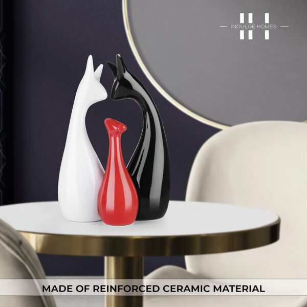 Premium Deer Family Set of 3 Showpiece | Decorative Statues for Home Decor | Ceramics Showpiece for Living Room | showpiece Sculptures Animal Figurine | House Warming Gift size-7x7x25 cm