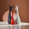 Premium Deer Family Set of 3 Showpiece | Decorative Statues for Home Decor | Ceramics Showpiece for Living Room | showpiece Sculptures Animal Figurine | House Warming Gift size-7x7x25 cm