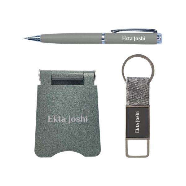 Giftana 3 in 1 Personalized Pen with Keychain and Mobile Stand with Name, Customized Gifts for Men and Women, Personalized Gift for Doctors, New Year Corporate Gift Set for Employee