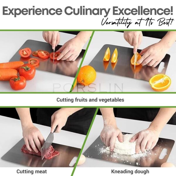 Porslin by Philips Stainless Steel Chopping Board, Chopping Board Steel Vegetable Cutting Board Steel for Kitchen Use, SS Chopper Board, Metal Cutter Board 31 X 21cm, Premium, Heavy Duty
