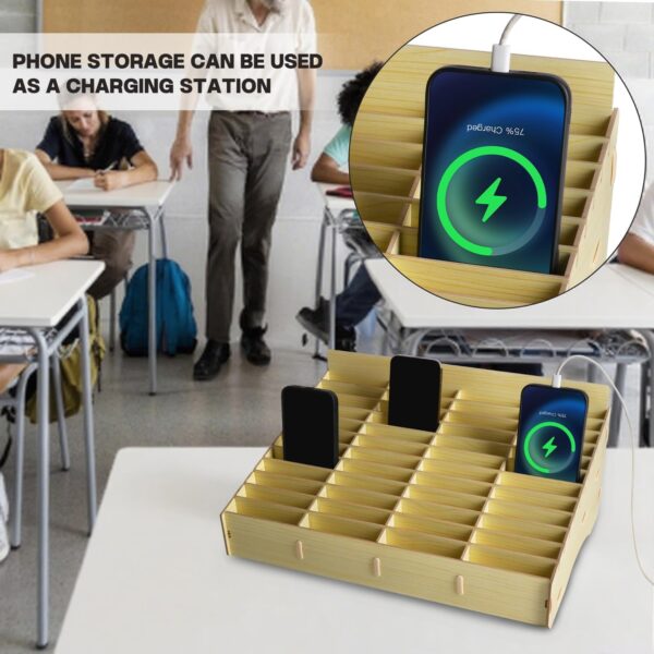 Large Capacity Solid Wooden Mobile Phone Display Stand & Storage Organizer for Retail Shop Counter, Available in 24 & 48 Slot Variants (Large – 48 Mobile Capacity)