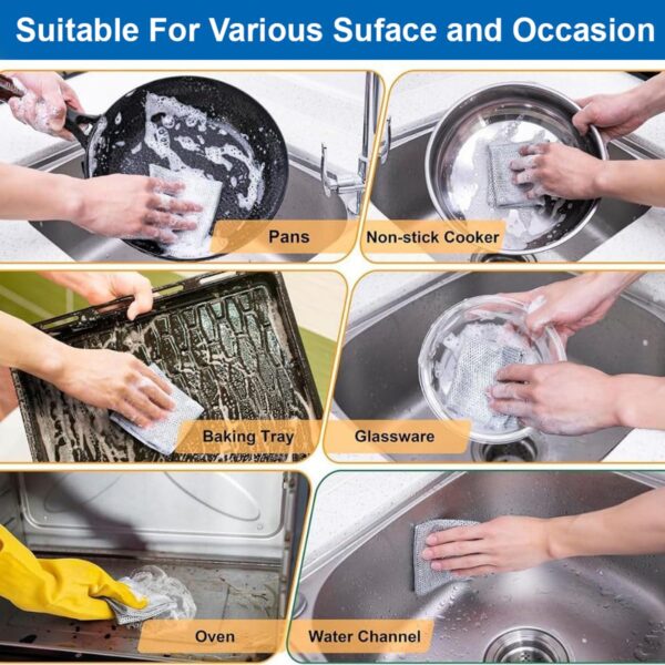 1774638339_DALUCI-6-Pcs-Non-Scratch-Steel-Wire-Dishwashing-Cloth-Heavy-Duty-Scrubber-for-Utensils-Dishes-Kitchen-Cleaning-Reusable-Durable-Cleaning-Cloth-for-Sink-Countertops.jpg DALUCI 6 Pcs Non-Scratch Steel Wire Dishwashing Cloth | Heavy-Duty Scrubber for Utensils, Dishes & Kitchen Cleaning | Reusable & Durable Cleaning Cloth for Sink & Countertops