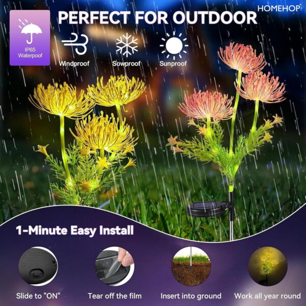 Homehop Solar Light Outdoor Home Waterproof Flower Decorative Lamp with 20 LED for Balcony, Pathway, Courtyard, Home Decor & Auto On/Off (Warm White-ABS)