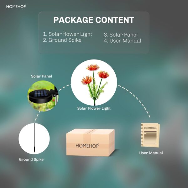 Homehop Solar Light Outdoor Home Waterproof Flower Decorative Lamp with 20 LED for Balcony, Pathway, Courtyard, Home Decor & Auto On/Off (Warm White-ABS)