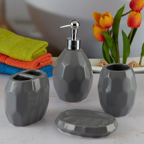 1774642054_Kookee-Ceramic-Bathroom-Set-–-Stylish-4-Piece-Bath-Accessories-Kit-with-Soap-Dispenser-Toothbrush-Holder-Tumbler-Soap-Dish-–-Modern-Designer-Decor-for-Home-Guest-Bathrooms-Grey-8105.jpg Kookee Ceramic Bathroom Set – Stylish 4 Piece Bath Accessories Kit with Soap Dispenser, Toothbrush Holder, Tumbler & Soap Dish – Modern & Designer Decor for Home & Guest Bathrooms, Grey (8105)