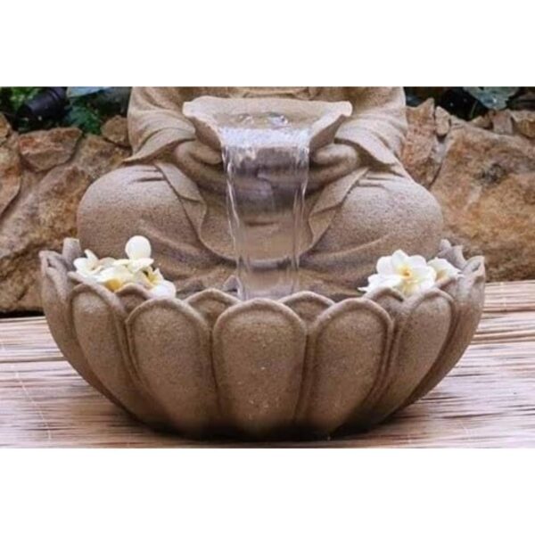 Resin 3Ft Buddha Statue Decorative Water Fountains for Outdoor Living Room, Office, Garden & Table Top Waterfall Indoor & Outdoor (Biege)