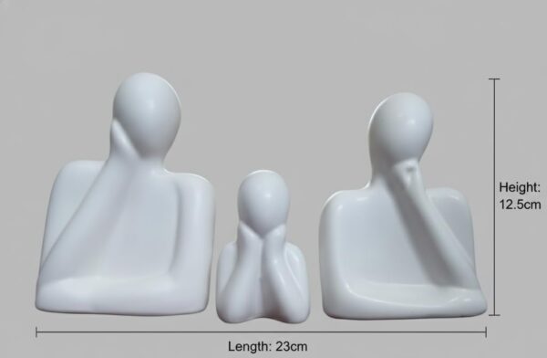 Couple Family Statue | Ceramic Thinker Sculpture | Home Decor Items for Living Room Show Piece | Table Artifact (White | Set of 3), People