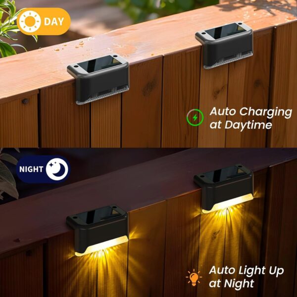 ANSHI Plastic Outdoor Solar LED Garden Lights, Waterproof Deck & Stair Step Lights for Railing, Wall, Backyard, Balcony Solar Powered Home Decoration, Standard 4-Piece Set