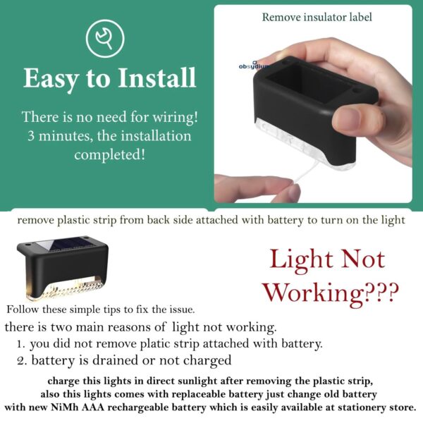 ANSHI Plastic Outdoor Solar LED Garden Lights, Waterproof Deck & Stair Step Lights for Railing, Wall, Backyard, Balcony Solar Powered Home Decoration, Standard 4-Piece Set