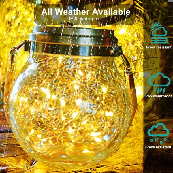 LITVERSE Outdoor Solar Hanging Crack Glass 30 LED Lights Waterproof Outdoor Garden Decor Patio Porch Garden Yard Backyard Balcony Lawn Tree Christmas Decor (Warm White)