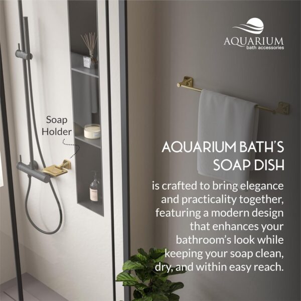 Aquarium Bath Soap Dish/Holder/Tray for Bathroom, Kitchen | Made with Stainless Steel 304 & Brass | PVD Rose Gold Finish | Ideal Bathroom Accessories for Bathroom | Ellen (Gold)