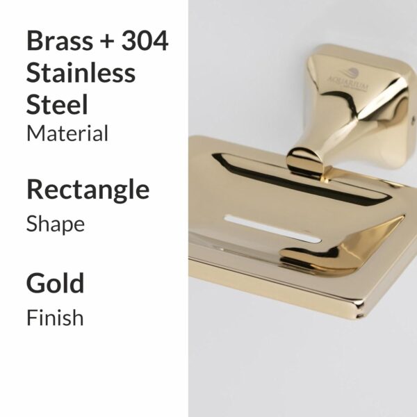 Aquarium Bath Soap Dish/Holder/Tray for Bathroom, Kitchen | Made with Stainless Steel 304 & Brass | PVD Rose Gold Finish | Ideal Bathroom Accessories for Bathroom | Ellen (Gold)
