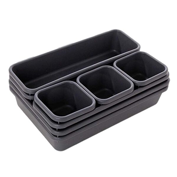 1774672125_INOVERA-LABEL-8-Pieces-Cutlery-Tray-for-Kitchen-Drawers-Interlocking-Drawer-Desk-Organizer-Plastic-Divider-Trays-Dark-Grey.jpg INOVERA (LABEL) 8 Pieces Cutlery Tray for Kitchen Drawers - Interlocking Drawer Desk Organizer - Plastic Divider Trays (Dark Grey)
