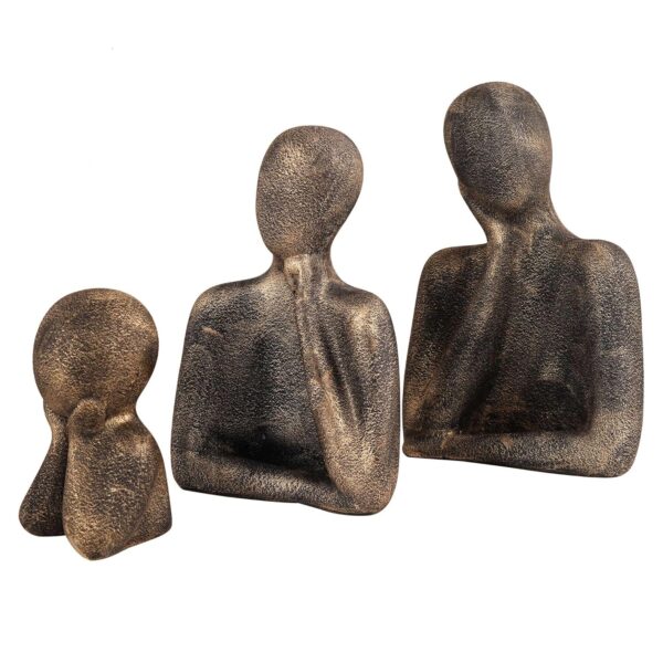 Family of Three Ornaments Abstract Home Souvenirs Statues Decoration for Home Character Brown