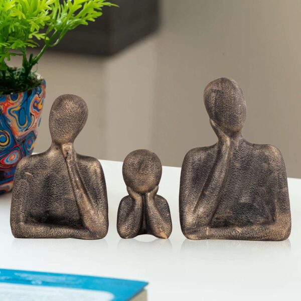 Family of Three Ornaments Abstract Home Souvenirs Statues Decoration for Home Character Brown