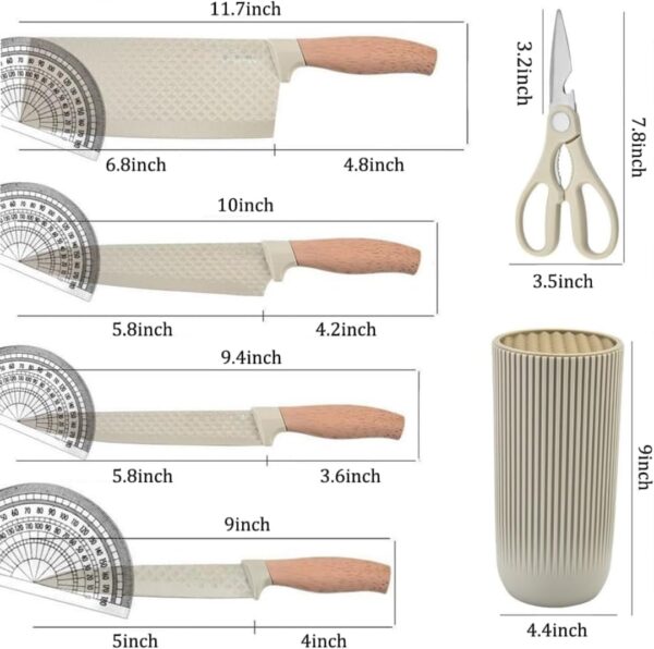 6 Piece Knife Set with Block | Razor-Sharp | German Engineered Knife Set | Lightweight and Strong | Chef, Kitchen, Veg, Bread, Tomato Knife | Dishwasher Safe