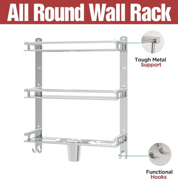 1774686424_GLOXY-Premium-Bathroom-Shelf-Rack-Chrome-Finish-Stainless-Steel-4in1-Wall-Mount-Bathroom-Soap-Rack-with-Toothbrush-Holder-Bathroom-Fittings-Accessories-Set-with-Multipurpose-Hooks.jpg GLOXY Premium Bathroom Shelf Rack - Chrome Finish Stainless Steel 4in1 Wall Mount Bathroom Soap Rack with Toothbrush Holder - Bathroom Fittings Accessories Set with Multipurpose Hooks