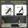 Tizum Universal Tablet/Mobile Stand Phone Holder for iPhone, iPad, Kindle & All Smartphones | Adjustable Angles, Telescopic Arm, Anti-Slip & Scratch-Proof Rubber Pads| Durable ABS Body (Black)