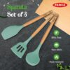 PANCA Silicone Non Stick Spatula Set of 3,Non Stick Serving Spoon | Silicone Spatula Set for Cooking and Serving | Kitchen Tool (Green,Set of 3 Piece)