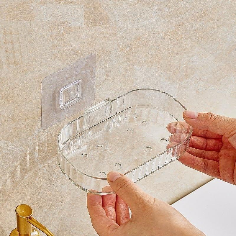 PETRICKENTERPRISE Self Adhesive Soap Holder Stand Self Draining Soap Dish Holder Soap Box for Shower for Bathroom, Kitchen, Bathtub, Wash basins Bathroom Accessories Keep Soap Bars Dry Pack of (2)