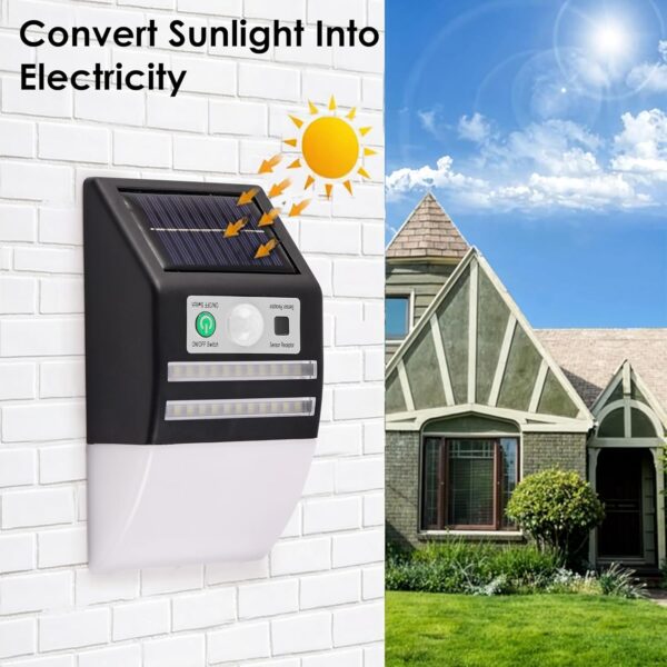Gesto Solar Wall Light with Motion Sensor – Waterproof Outdoor Wall Lamp & 3 Modes | 1200mAh Battery, Auto Day Off & Night On | Solar Light for Garden, Fence, Balcony, Patio, Yard & Stair Lighting