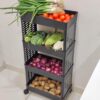 VIPEK 4 Tiers Storage Trolley with Wheels, Freestanding Multi Layer Rolling Storage Rack for Kitchen Bathroom Bedroom, Slim Organizer Cart for Cloth Storage Rack, Utility Home, Black