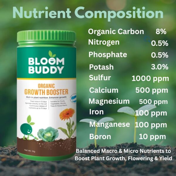 BloomBuddy Plant Fertilizer 1kg Granules – 100% Organic NPK Rich Growth,Flower & Fruit Booster | Fertilizer for Plants Home Garden, Pot Plants,Indoor Plant Fertilizer,Plant Food,Potted Plant Nutrients