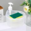 SWAPKART Double Layer Soap Dispenser for Bathroom Accessories Dishwasher Liquid Holder Dispenser Pump with Sponge Holder Kitchen Sink Accessories Items for Home Kitchen Gardening(transaprent mily)
