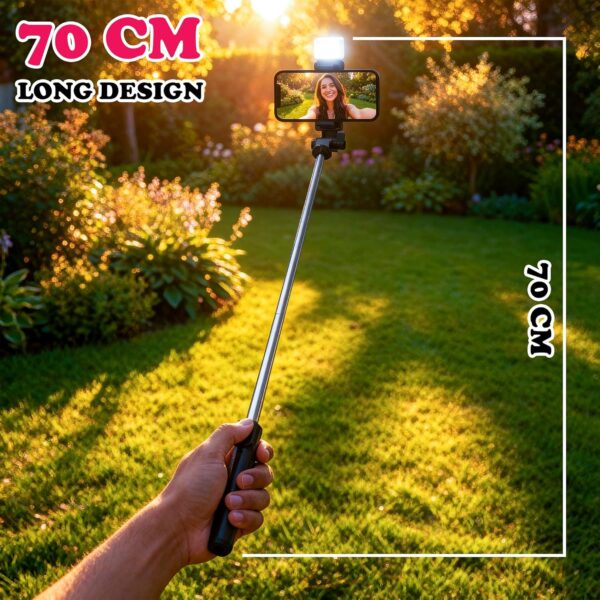 1774715411_SWAPKART-3-in-1-Extendable-Selfie-Stick-Tripod-with-Wireless-Bluetooth-Remote-LED-Light-for-Photoshoot-Make-Up-Selfie-70cm-Compatible-with-Smartphones-GoPro.jpg SWAPKART 3-in-1 Extendable Selfie Stick Tripod with Wireless Bluetooth Remote & LED Light for Photoshoot, Make Up & Selfie 70cm, Compatible with Smartphones & GoPro