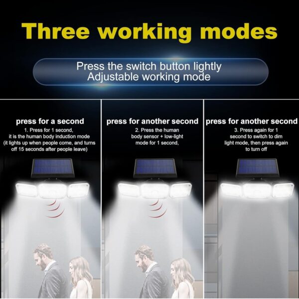 Outdoor Solar Light, Solar Light with Motion Sensor Ip65 Waterproof 138 Led Outdoor Solar Floodlight 3 Heads for Garden (1)