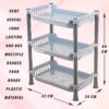 Kuber industries Plastic 3 Layer Multi-Purpose Kitchen Storage Basket Rack|Vegetable Basket for Kitchen (Grey Tiered Shelf)