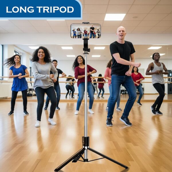 HOLD UP 67Inch/ 170cm Long Selfie Stick Tripod Stand with Wireless Remote, Long Tripod Stand with 360° Rotation, Compatible with Mobile/GoPro for Travel,Compatible with iPhone and All Smartphones