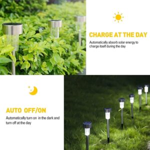 XSOURCE Solar Outdoor Lights, Solar Lights Outdoor Waterproof, Stainless Steel LED Pathway Lights Outdoor Solar Lights Solar Garden Lights for Patio, Lawn, Yard and Landscape (Yellow, 5)