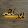 UNAKR EXPORTS INIDA Custom Name Plats Backlit LED Name Sign - Personalized Wall Decor for Home Entrance, Flat, House Door - Indoor Outdoor 18"x6" - Warm Light (led lights)