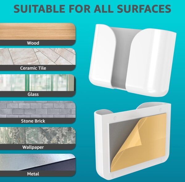 ELV Wall Mounted Mobile Smartphone Holder Storage Case for Phones with Strong Adhesive Strips | Wall Mount Mobile Stand/Multi-Purpose Stand for Phone Charging (White)