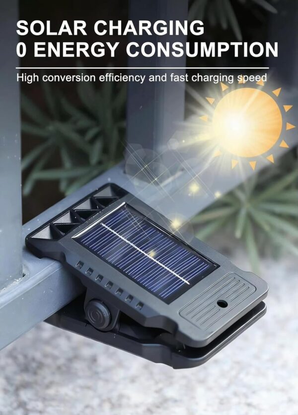 Solar Light with Motion Sensor Solar Powered Light for Outdoor/Garden, Solar Clip Lights for Home Security with inbuilt Battery [Solar Charging] Warm White