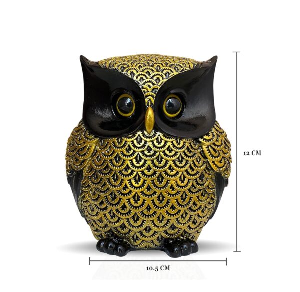 Xtore® Modern Classy Lucky Owl Resin Art Figure Showpiece (Pack of 1, Black and Golden)