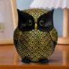 Xtore® Modern Classy Lucky Owl Resin Art Figure Showpiece (Pack of 1, Black and Golden)